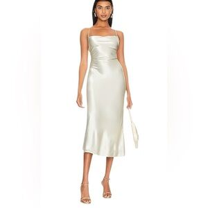 Stone Cold Fox Cassie Sage Green Satin Midi Dress Size XS NWOT